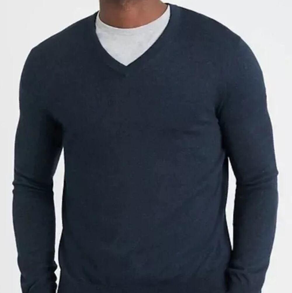 Banana Republic Silk Cotton Cashmere V Neck Sweater Navy Blue Men's Size Large